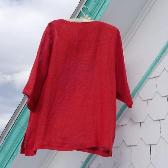 Cute 90s vintage brick red linen top - Picture 4 of 5